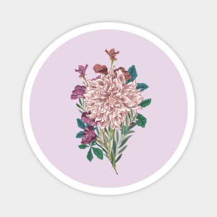 aesthetic flowers, minimalist flower, cute purple floral art Magnet